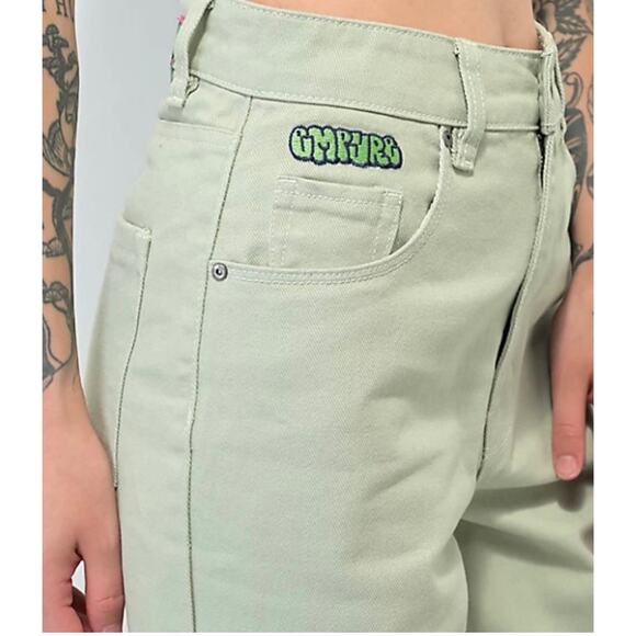 Empyre Size 0 Tori Sage Skate Jeans Green Relaxed Baggy High Rise Y2K Streetwear - Picture 4 of 15